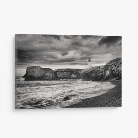 Tableau sur toile phare de Yaquina Bay sous ciel orageux – Wallnifity®