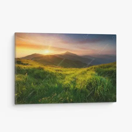 Tableau sur toile aube dans la vallée montagneuse – Wallnifity®