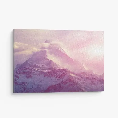 Tableau sur toile lueur rose sur sommet enneigé – Wallnifity®