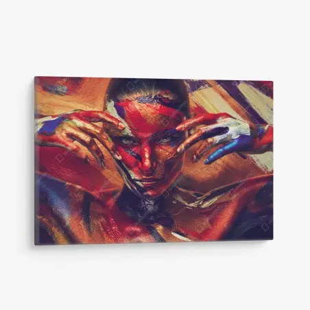 Tableau sur toile visage peint en explosion de couleurs – Wallnifity®