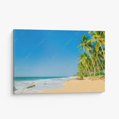 Tableau sur toile plage tropicale bordée de palmiers – Wallnifity®