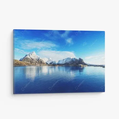 Tableau sur toile panorama hivernal de Reine, îles Lofoten – Wallnifity®