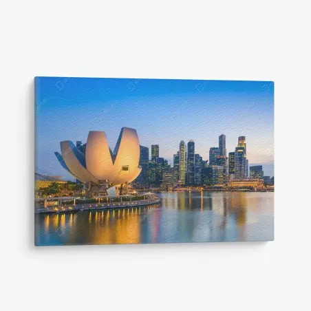 Tableau sur toile panorama crépusculaire de Marina Bay, Singapour – Wallnifity®