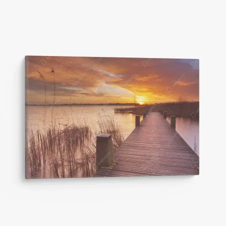 Tableau sur toile aube dorée sur un lac près d'Amsterdam – Wallnifity®