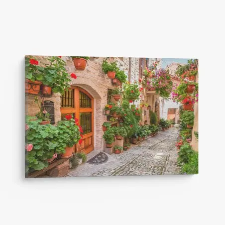 Tableau sur toile ruelle fleurie de Toscane – Wallnifity®