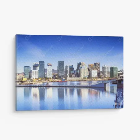 Tableau sur toile horizon urbain moderne au bord de l'eau – Wallnifity®