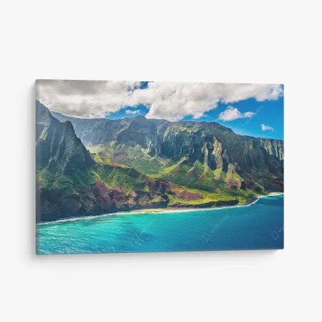 Tableau sur toile panorama côtier de Na Pali, Kauai – Wallnifity®