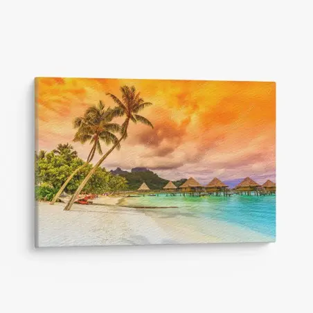 Tableau sur toile plage paradisiaque à Bora Bora – Wallnifity®