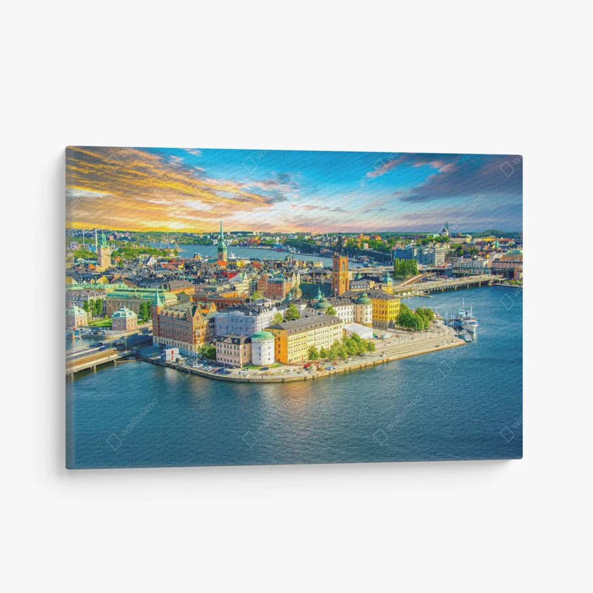 Tableau sur toile panorama coloré de Stockholm au crépuscule – Wallnifity® Tableau sur toile panorama coloré de Stockholm au crépuscule – Wallnifity®