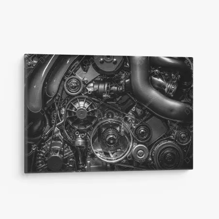 Tableau sur toile détails mécaniques en noir et blanc – Wallnifity®