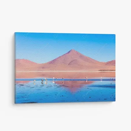 Tableau sur toile flamants roses et reflets de Laguna Colorada – Wallnifity®