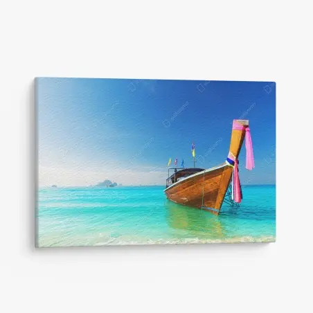 Tableau sur toile bateau traditionnel sur la mer d'Andaman, Thaïlande – Wallnifity®