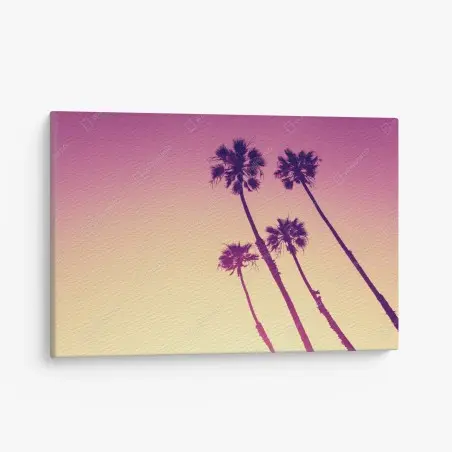 Tableau sur toile palmiers au crépuscule à Sunset Cliffs, San Diego – Wallnifity®