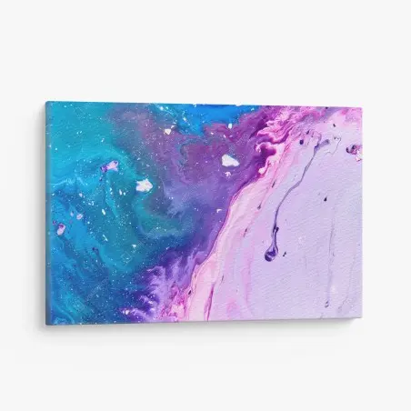Tableau sur toile vagues acryliques bleu et rose – Wallnifity®