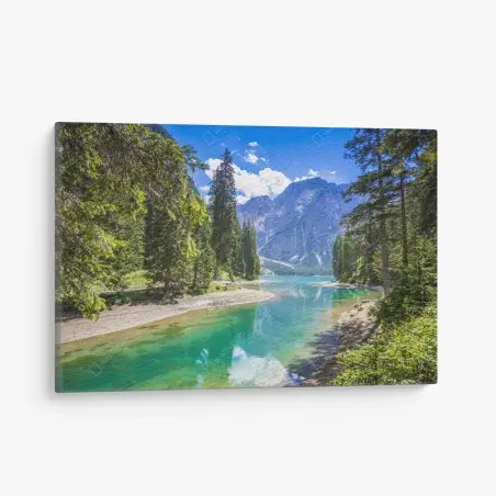 Tableau sur toile reflet alpin au Lac de Braies – Wallnifity®
