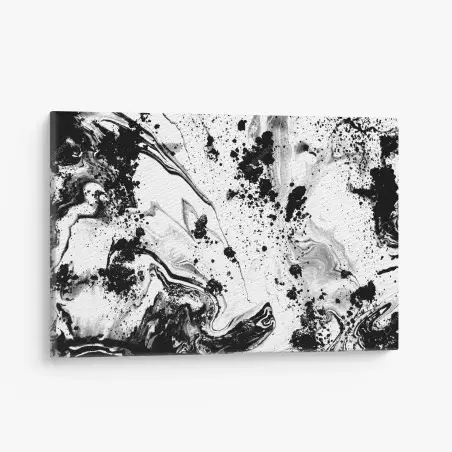 Tableau sur toile marbrure d'encre noir et blanc – Wallnifity®