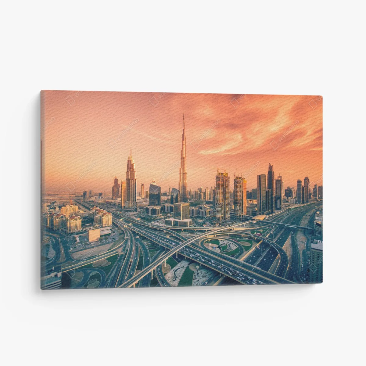 Tableau sur toile coucher de soleil sur Dubaï : panorama urbain spectaculaire – Wallnifity® Tableau sur toile coucher de soleil sur Dubaï : panorama urbain spectaculaire – Wallnifity®