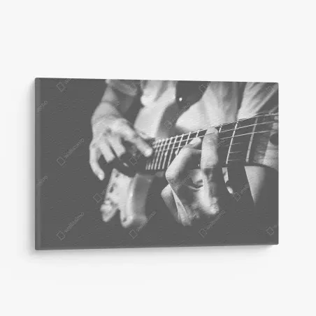 Tableau sur toile mains de guitariste en gros plan noir et blanc – Wallnifity®