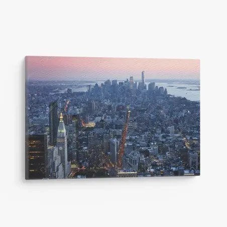 Tableau sur toile panorama crépusculaire de Manhattan – Wallnifity®