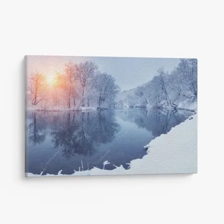 Tableau sur toile reflets d'hiver au coucher du soleil – Wallnifity®