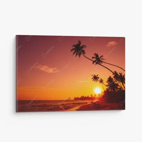 Tableau sur toile coucher de soleil tropical sur une plage paradisiaque – Wallnifity®