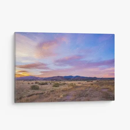 Tableau sur toile coucher de soleil sur la plaine sauvage – Wallnifity®