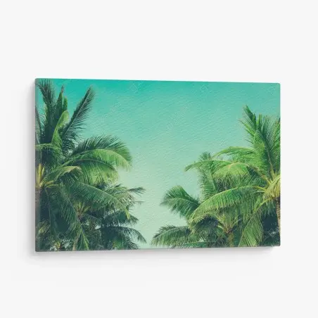 Tableau sur toile palmiers tropicaux sous ciel turquoise – Wallnifity®