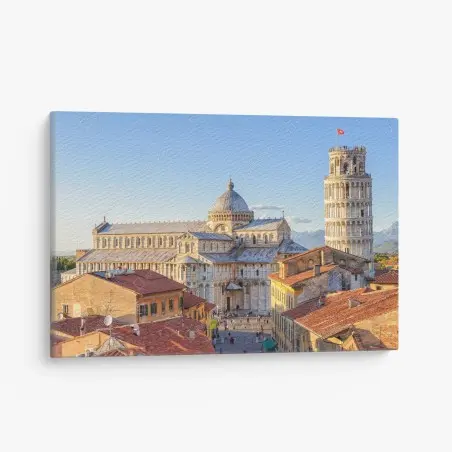 Tableau sur toile paysage emblématique de Pise : la tour penchée et la cathédrale – Wallnifity®