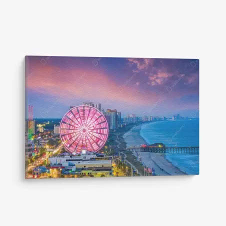 Tableau sur toile coucher de soleil sur la grande roue de Myrtle Beach – Wallnifity®