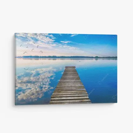 Tableau sur toile ponton tranquille sur le lac de Masurie – Wallnifity®