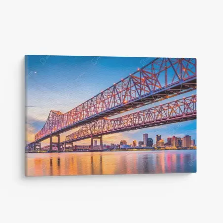 Tableau sur toile pont emblématique de la Nouvelle-Orléans au coucher de soleil – Wallnifity®