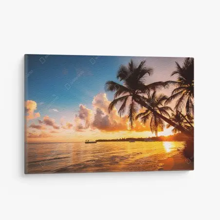 Tableau sur toile plage tropicale au coucher de soleil, République dominicaine – Wallnifity®