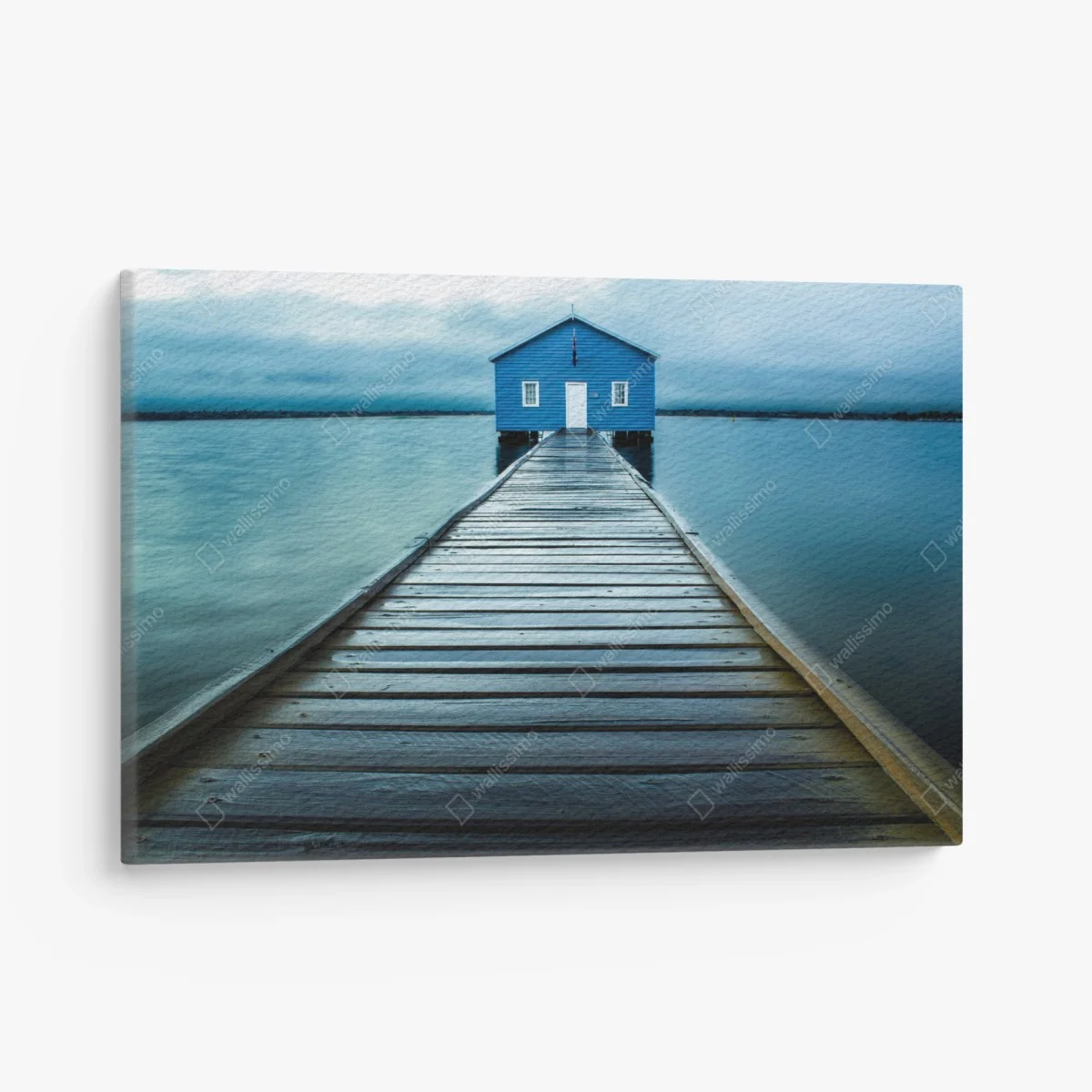 Tableau sur toile maisonnette bleue au bout de la jetée – Wallnifity® Tableau sur toile maisonnette bleue au bout de la jetée – Wallnifity®