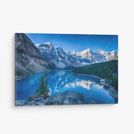 Tableau sur toile lac alpin aux eaux turquoise et sommets enneigés – Wallnifity®