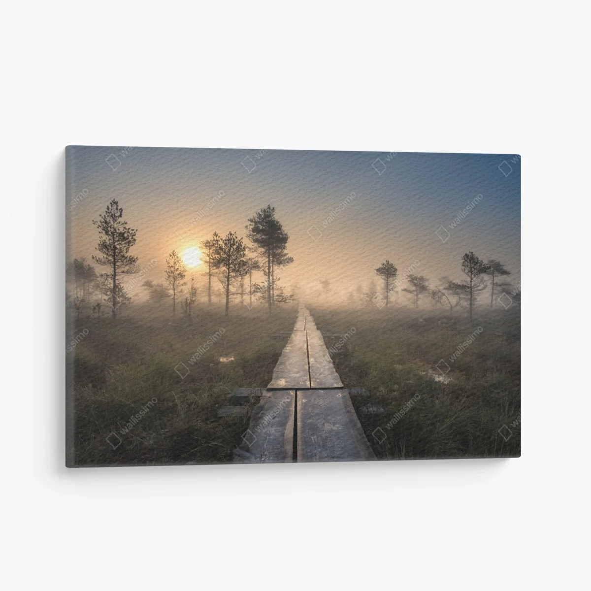 Tableau sur toile sentier en bois dans la brume au lever du soleil – Wallnifity® Tableau sur toile sentier en bois dans la brume au lever du soleil – Wallnifity®