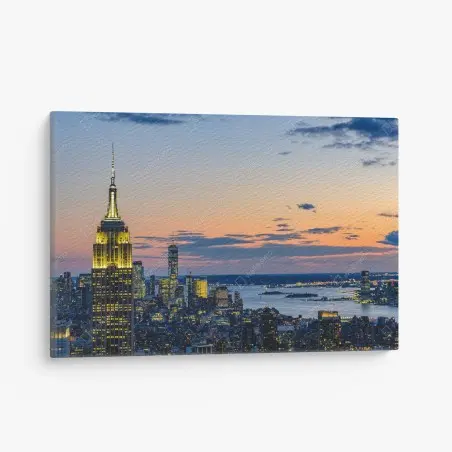 Tableau sur toile coucher de soleil sur New York et l'Empire State Building – Wallnifity®