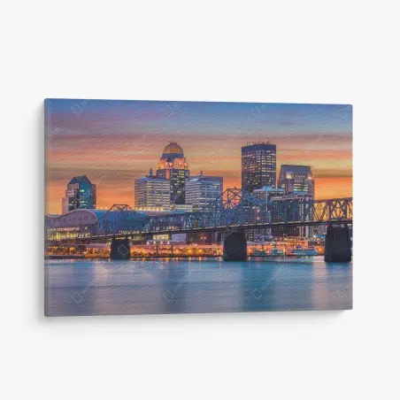 Tableau sur toile horizon de Louisville au coucher du soleil – Wallnifity®