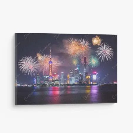 Tableau sur toile nuit festive à Shanghai – Wallnifity®