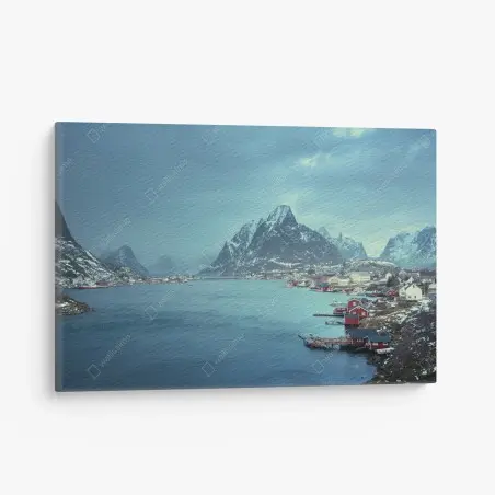 Tableau sur toile crépuscule hivernal à Reine, îles Lofoten, Norvège – Wallnifity®
