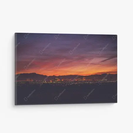 Tableau sur toile coucher de soleil sur Las Vegas au crépuscule – Wallnifity®