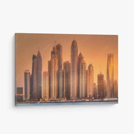 Tableau sur toile horizon doré de Dubaï – Wallnifity®