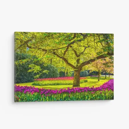 Tableau sur toile promenade de printemps parmi les tulipes à Keukenhof – Wallnifity®