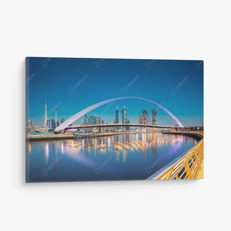 Tableau sur toile crépuscule sur le pont de tolérance à Dubaï – Wallnifity®