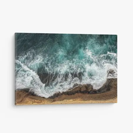Tableau sur toile vagues turquoises depuis la falaise – Wallnifity®