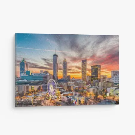 Tableau sur toile crépuscule urbain à Atlanta – Wallnifity®