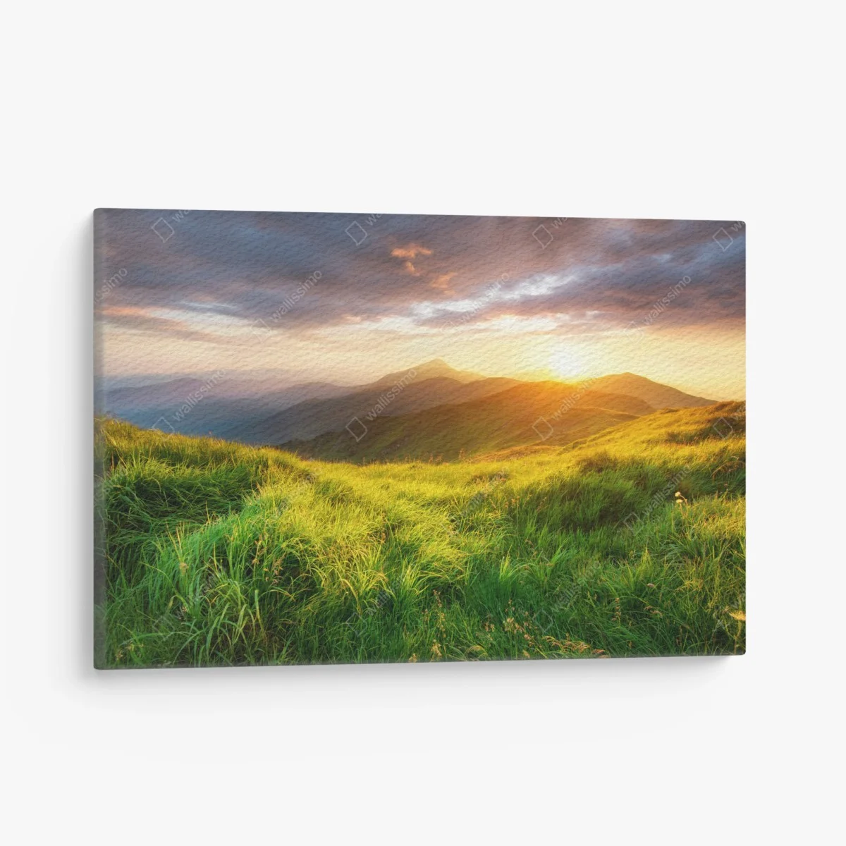 Tableau sur toile aube dorée dans la vallée montagneuse – Wallnifity® Tableau sur toile aube dorée dans la vallée montagneuse – Wallnifity®