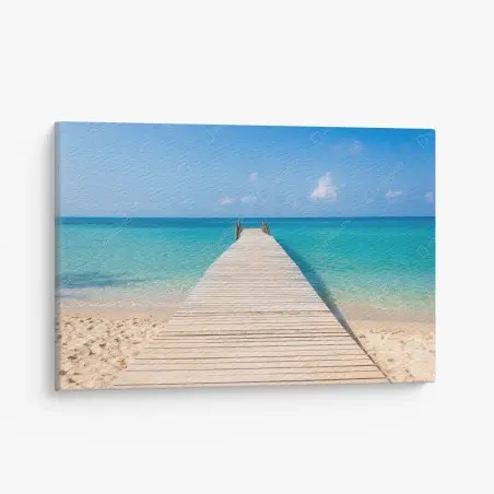 Tableau sur toile ponton en bois sur plage tropicale – Wallnifity®