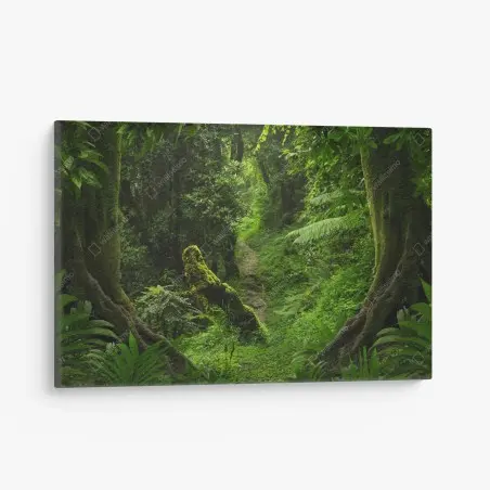 Tableau sur toile sentier moussu dans une forêt luxuriante – Wallnifity®