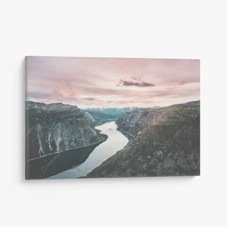 Tableau sur toile fjord tranquille au coucher de soleil – Wallnifity®