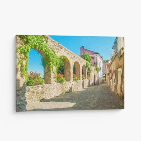 Tableau sur toile ruelle en pierre ensoleillée à Ravello – Wallnifity®